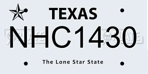 NHC1430 Texas License Plate