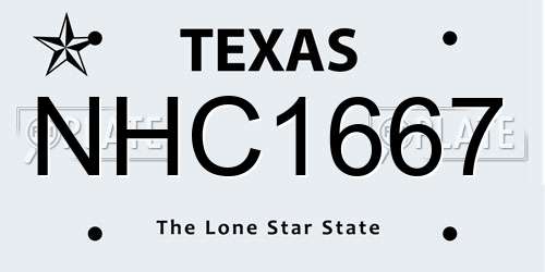 NHC1667 Texas License Plate