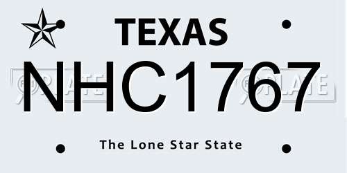 NHC1767 Texas License Plate