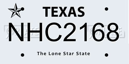 NHC2168 Texas License Plate