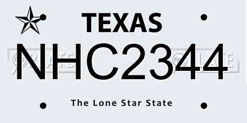 NHC2344 Texas License Plate