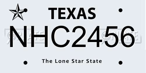 NHC2456 Texas License Plate