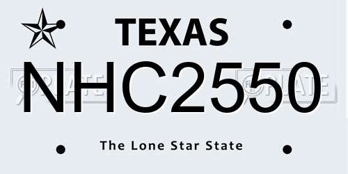 NHC2550 Texas License Plate