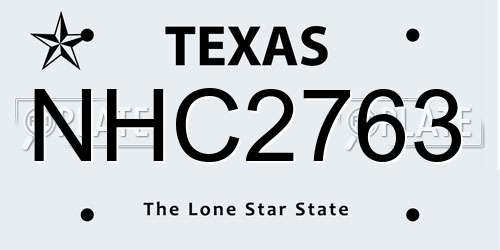 NHC2763 Texas License Plate