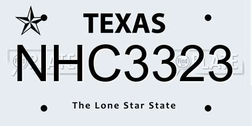 NHC3323 Texas License Plate