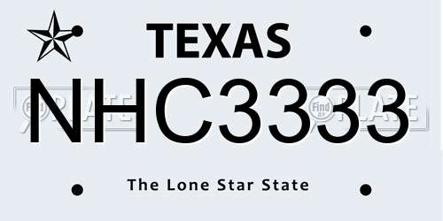 NHC3333 Texas License Plate