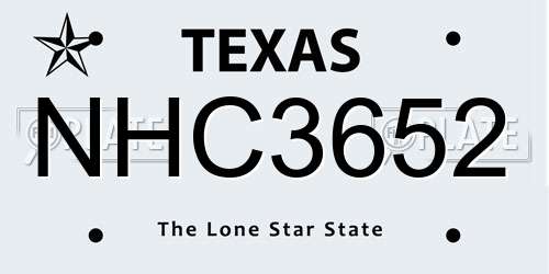 NHC3652 Texas License Plate