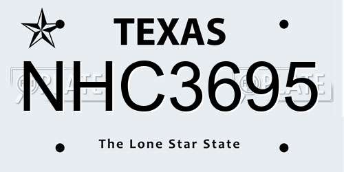 NHC3695 Texas License Plate