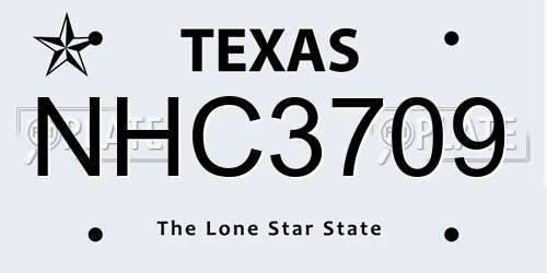 NHC3709 Texas License Plate