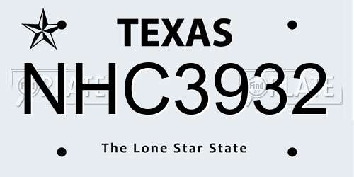 NHC3932 Texas License Plate