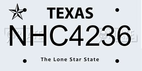 NHC4236 Texas License Plate