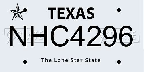 NHC4296 Texas License Plate