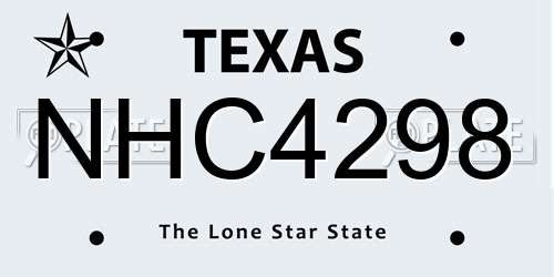 NHC4298 Texas License Plate