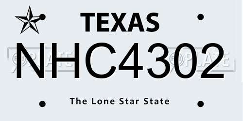 NHC4302 Texas License Plate