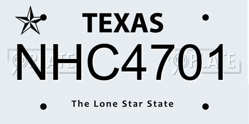 NHC4701 Texas License Plate