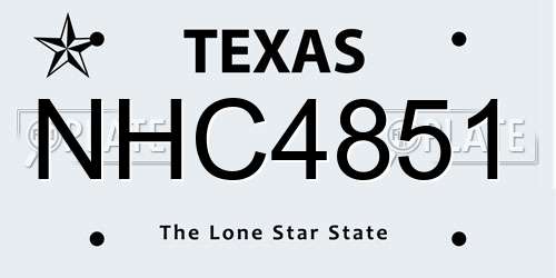NHC4851 Texas License Plate