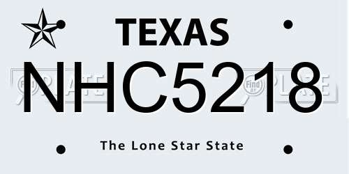 NHC5218 Texas License Plate