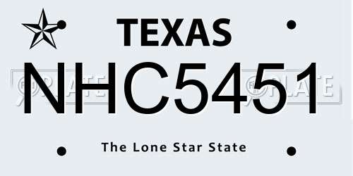 NHC5451 Texas License Plate