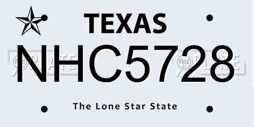 NHC5728 Texas License Plate