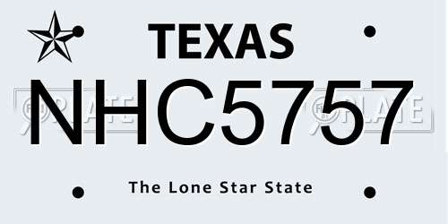 NHC5757 Texas License Plate
