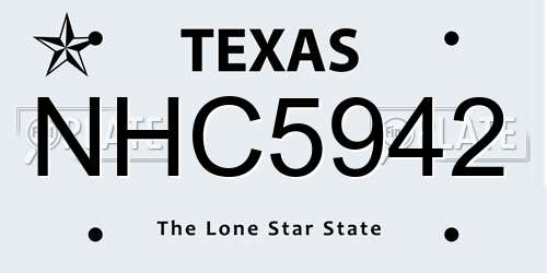 NHC5942 Texas License Plate