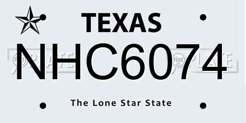 NHC6074 Texas License Plate