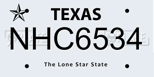 NHC6534 Texas License Plate