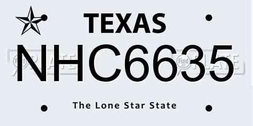 NHC6635 Texas License Plate