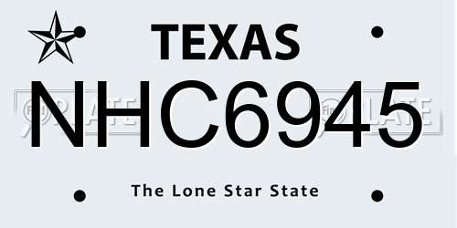 NHC6945 Texas License Plate