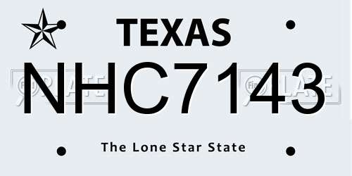NHC7143 Texas License Plate
