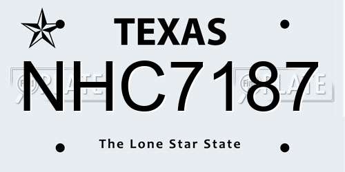 NHC7187 Texas License Plate