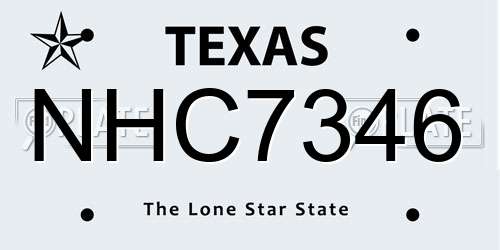 NHC7346 Texas License Plate