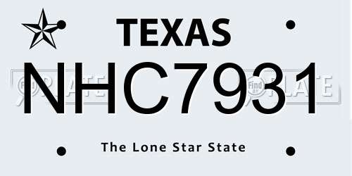 NHC7931 Texas License Plate