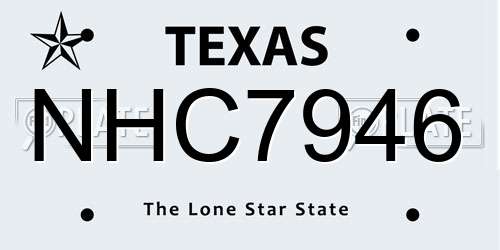 NHC7946 Texas License Plate