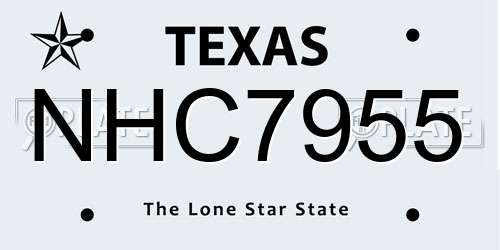 NHC7955 Texas License Plate