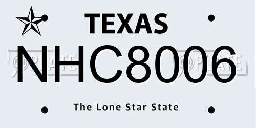 NHC8006 Texas License Plate