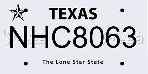 NHC8063 Texas License Plate