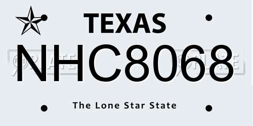 NHC8068 Texas License Plate