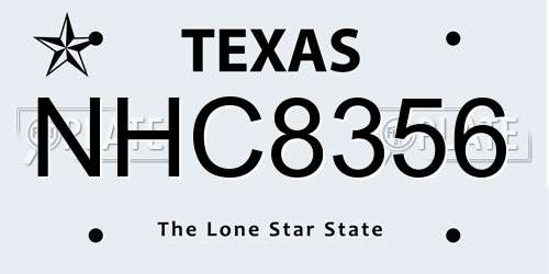 NHC8356 Texas License Plate