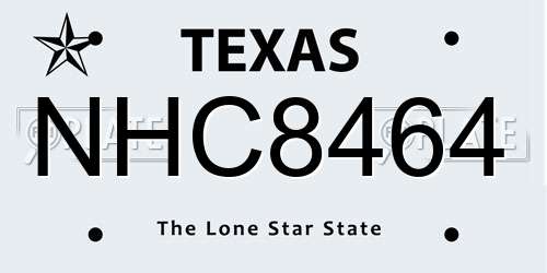 NHC8464 Texas License Plate