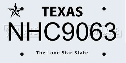 NHC9063 Texas License Plate