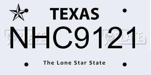 NHC9121 Texas License Plate