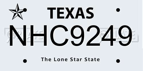 NHC9249 Texas License Plate