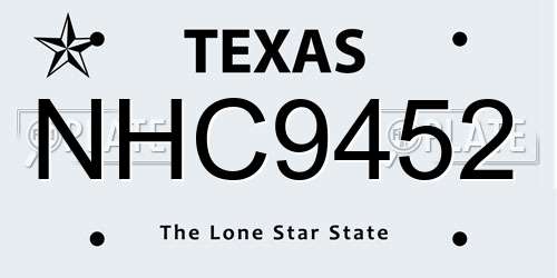 NHC9452 Texas License Plate