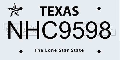 NHC9598 Texas License Plate