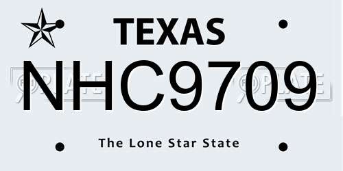 NHC9709 Texas License Plate