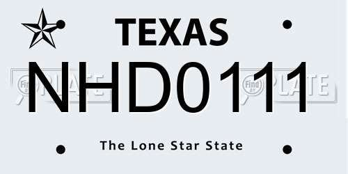 NHD0111 Texas License Plate