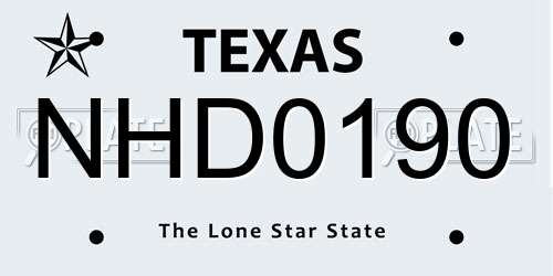 NHD0190 Texas License Plate
