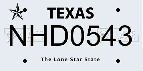 NHD0543 Texas License Plate