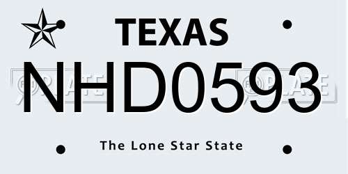 NHD0593 Texas License Plate